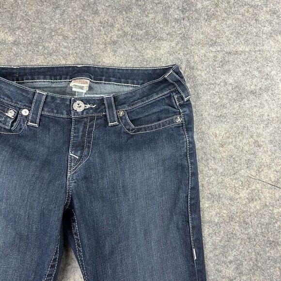 True Religion Jeans Womens 31 Bootcut Dark Wash Embellished Button Flap Pockets - Picture 2 of 16